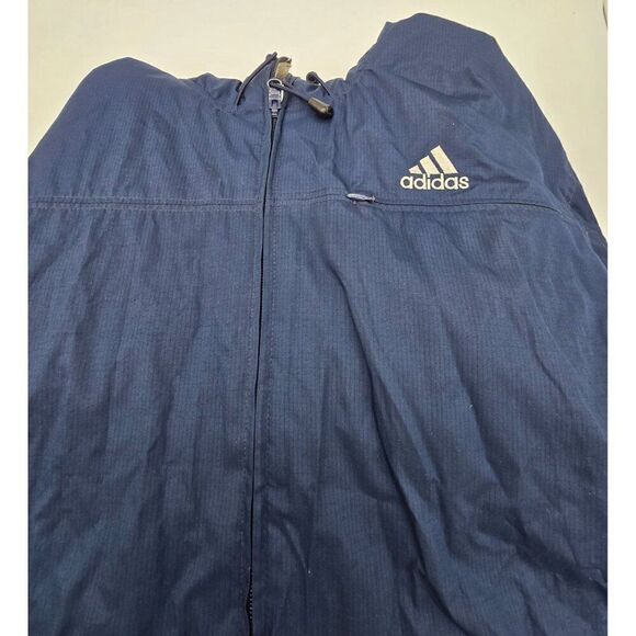 Adidas Mens Blue & Grey Reversible Hooded Coat With Logo Sz med - Picture 2 of 11